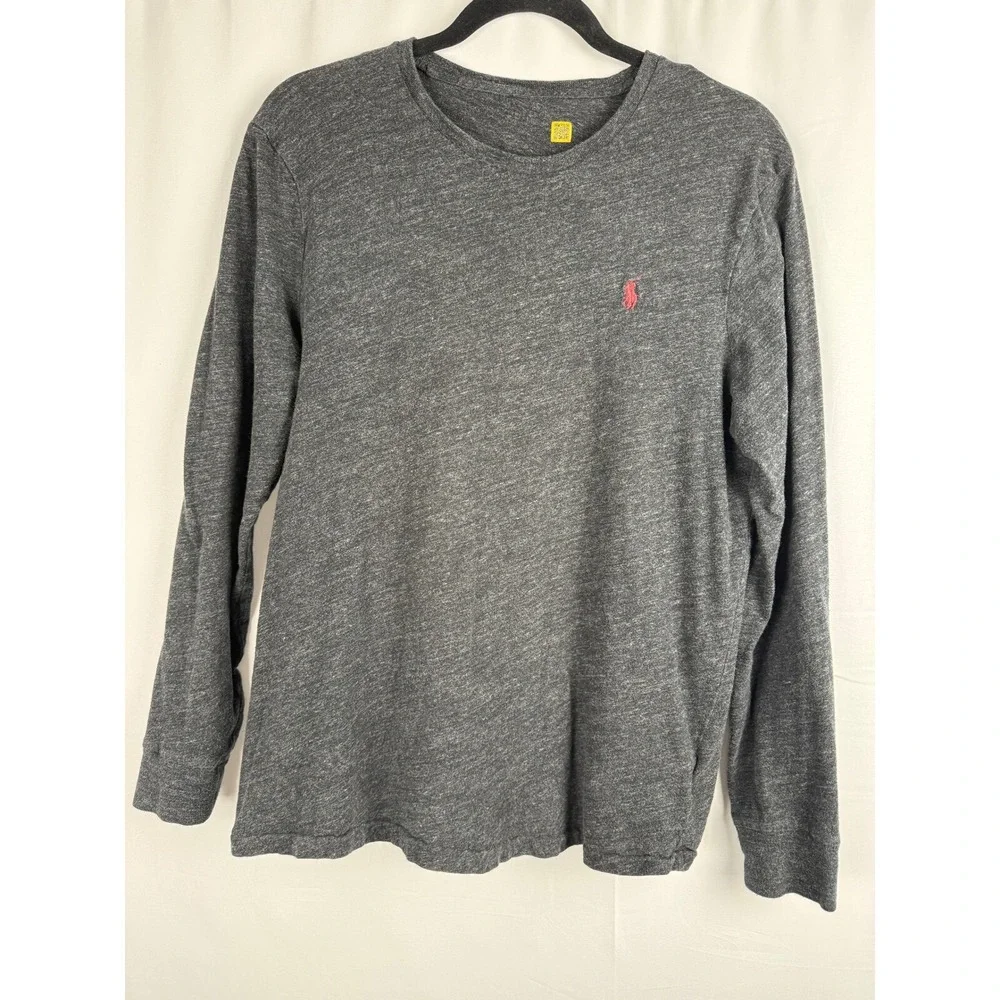 Polo Ralph Lauren Long Sleeve T-Shirt‎ Soft Cotton Casual Charcoal Mens Size S